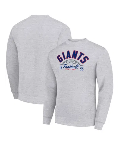Starter Men's New York Giants Half Ball Long-sleeve Fleece Pullover Sweatshirt In Gray