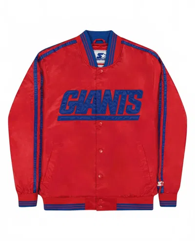 Starter Men's New York Giants Varsity Satin Full-snap Jacket In Red