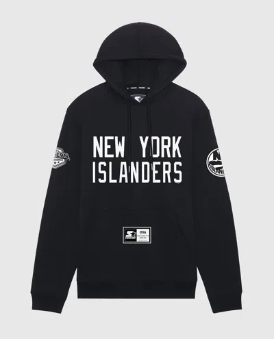 Starter Men's New York Islanders Hat Trick Hoodie In Black