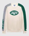 Starter Men's New York Jets Team Crew Long Sleeve Shirt In Cream In White