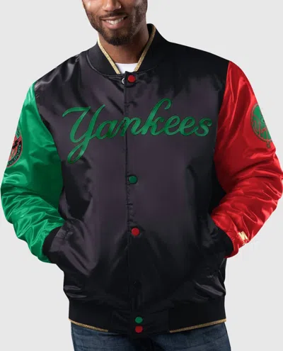 Starter Men's New York Yankees Black History Month Quilted Lining Satin Full-snap Jacket