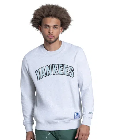 Starter Men's New York Yankees French Terry Classic-fit Crewneck Sweatshirt In Gray