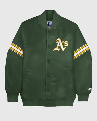 Starter Men's Oakland Athletics Satin Full-snap Jacket In Green