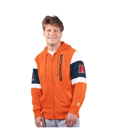 Starter Men's Orange Denver Broncos Extreme Full-zip Hoodie