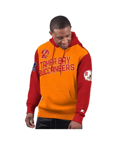 Starter Men's Orange Tampa Bay Buccaneers Extreme Vintage Logo Pullover Hoodie In Orange,red