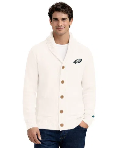 Starter Men's Philadelphia Eagles Shawl Collar Chunky-knit Cardigan Sweater In White