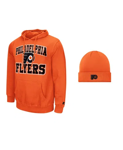 Starter Men's Philadelphia Flyers Graphic Hoodie And Knit Hat, 2-piece Set In Orange
