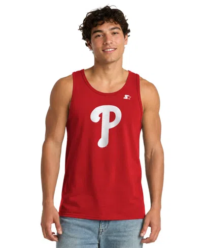 Starter Men's Philadelphia Phillies Sleeveless Screen Print Tank Top In Red