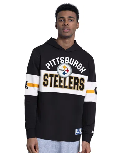 Starter Men's Pittsburgh Steelers Fullback Graphic Pullover Jersey Hoodie In Black