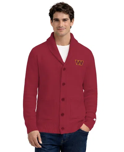 Starter Men's Pittsburgh Steelers Shawl Collar Heavy-knit Cardigan In Burgundy