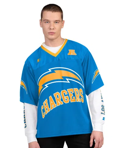 Starter Men's Powder Blue/white Los Angeles Chargers Short Sleeve & Long Sleeve T-shirt, 2-piece Set