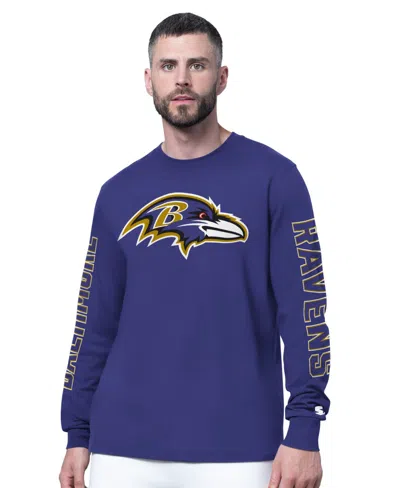 Starter Men's Purple Baltimore Ravens Clutch Hit Ii Long-sleeve T-shirt
