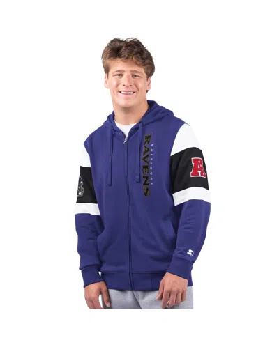 Starter Men's Purple Baltimore Ravens Extreme Full-zip Hoodie In Blue