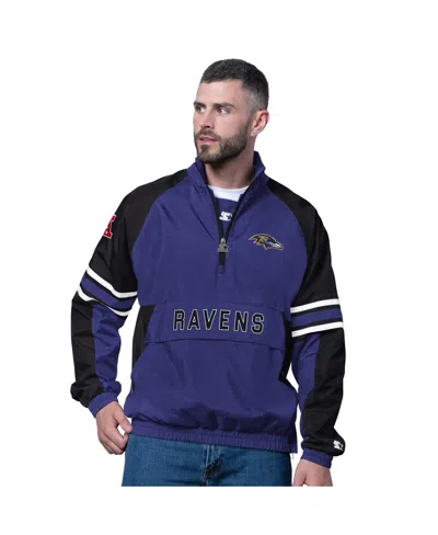 Starter Men's Purple Baltimore Ravens Prospect Half-zip Pullover Sweatshirt In Blue