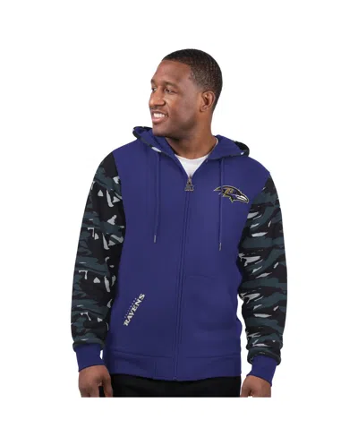 Starter Men's Purple Baltimore Ravens Thursday Night Gridiron Full-zip Hoodie In Blue