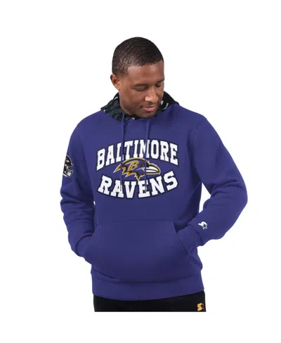 Starter Men's Purple Baltimore Ravens Thursday Night Gridiron Pullover Hoodie In Blue