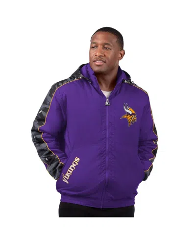 Starter Men's Purple Minnesota Vikings Thursday Night Gridiron Full-zip Jacket In Purple,black