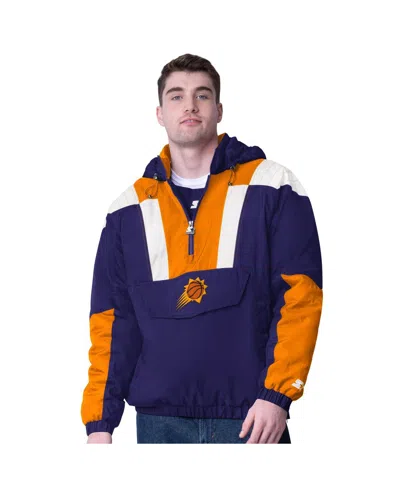 Starter Men's Purple/orange Phoenix Suns Charger Half-zip Pullover Jacket In Purple,orange