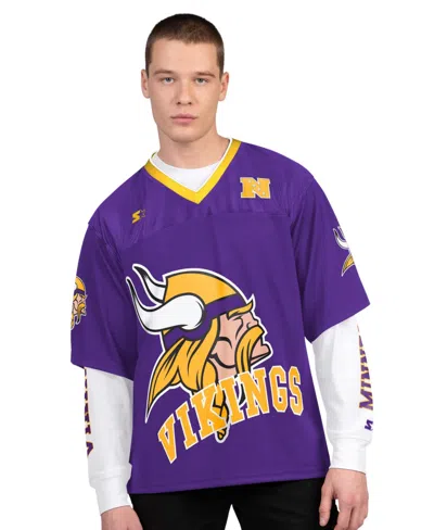 Starter Men's Purple/white Minnesota Vikings Short Sleeve Long Sleeve T-shirt, 2-piece Set In Blue