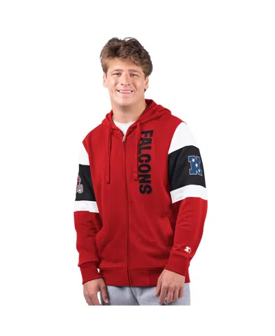 Starter Men's Red Atlanta Falcons Extreme Vintage Logo Full-zip Hoodie In Red,black