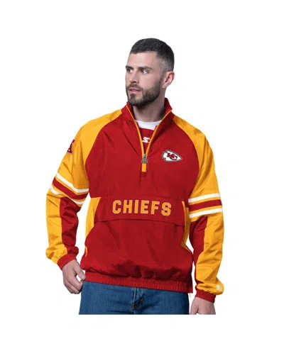 STARTER MEN'S RED KANSAS CITY CHIEFS PROSPECT HALF-ZIP PULLOVER SWEATSHIRT