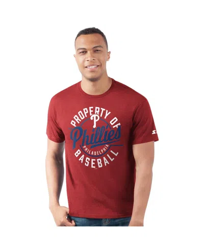 Starter Men's Red Philadelphia Phillies Prime Time Property Of T-shirt In Brown