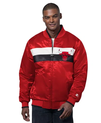 Starter Men's Red/black Chicago Bulls The Ambassador Satin Varsity Jacket