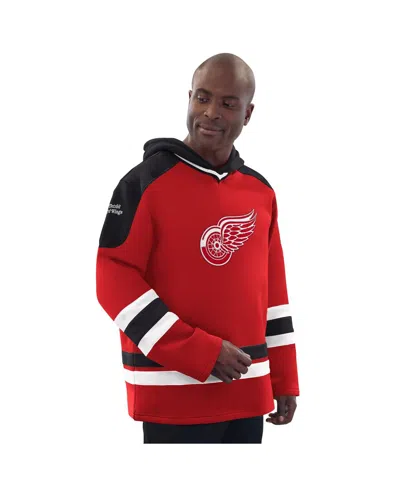 Starter Men's Red/black Detroit Red Wings Hockey Pullover Hoodie In Multi