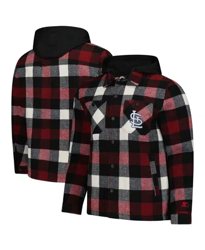 Starter Men's Red/black St. Louis Cardinals Sherpa Full-zip Hoodie Jacket In Brown