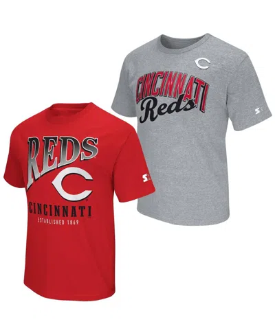 Starter Men's Red/heather Gray Cincinnati Reds Two-pack T-shirt Set