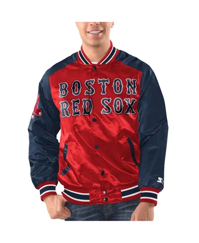 Starter Men's Red/navy Boston Red Sox Varsity Satin Full-snap Jacket In Multi