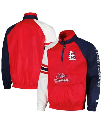 Starter Men's Red/navy St. Louis Cardinals Elite Raglan Half-zip Jacket
