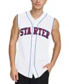 Starter Men's Regular-fit Logo Embroidered Sleeveless Button-down Baseball Jersey In White