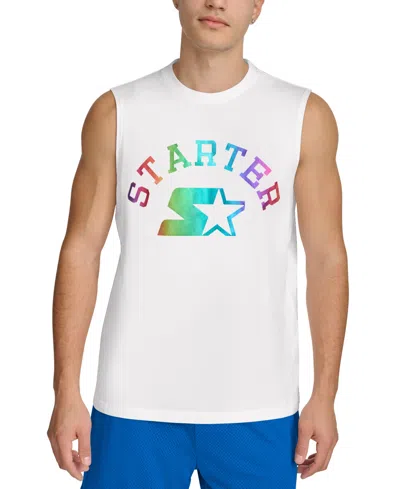Starter Men's Regular-fit Logo Graphic Sleeveless T-shirt In White