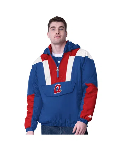 Starter Men's Royal Atlanta Braves Cooperstown Collection Charger Half-zip Jacket