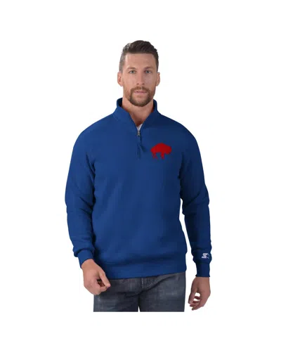 Starter Men's Royal Buffalo Bills Classic Quarter-zip Pullover Sweatshirt In Blue