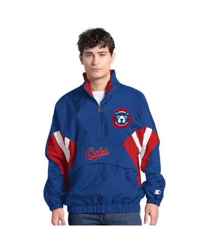 Starter Men's Royal Chicago Cubs Cooperstown Chief Half-zip Pullover Hoodie In Blue