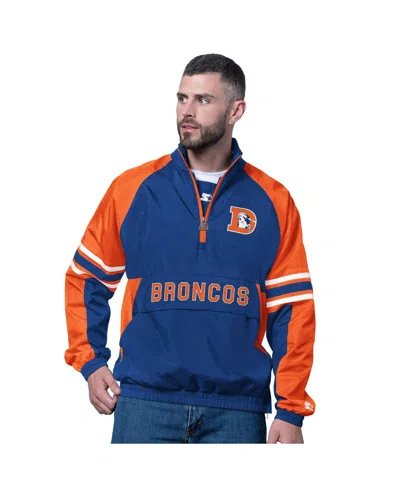 Starter Men's Royal Denver Broncos Vintage Logo Prospect Half-zip Pullover Sweatshirt In Blue
