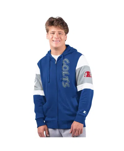 Starter Men's Royal Indianapolis Colts Extreme Logo Full-zip Hoodie In Blue