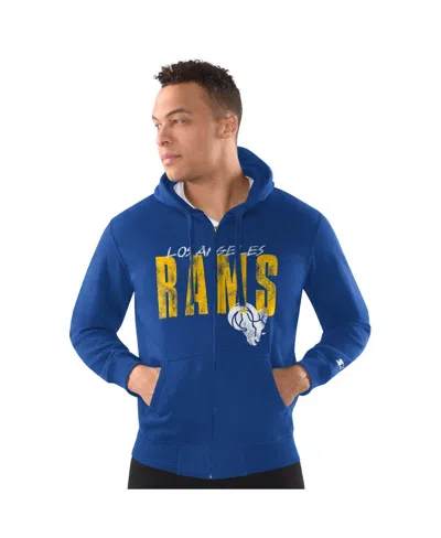 Starter Men's Royal Los Angeles Rams Distressed Classic Full-zip Hoodie In Blue