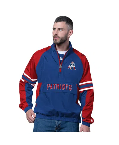 Starter Men's Royal New England Patriots Vintage Logo Prospect Half-zip Pullover Sweatshirt In Blue