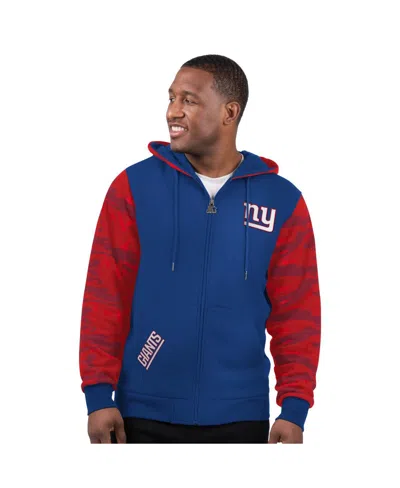 Starter Men's Royal New York Giants Thursday Night Gridiron Full-zip Hoodie In Animal Print