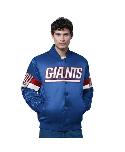 Starter Men's Royal New York Giants Triple Option Satin Varsity Full-snap Jacket In Blue