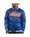Starter Men's Royal New York Mets Bronx Satin Full-snap Bomber Jacket In Blue