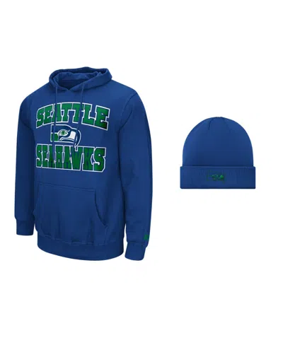 Starter Men's Royal Seattle Seahawks Hoodie And Cuffed Knit Hat Combo Pack In Blue