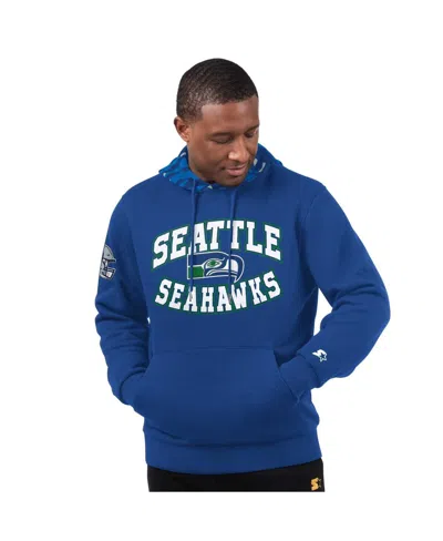 Starter Men's Royal Seattle Seahawks Thursday Night Gridiron Logo Pullover Hoodie In Blue