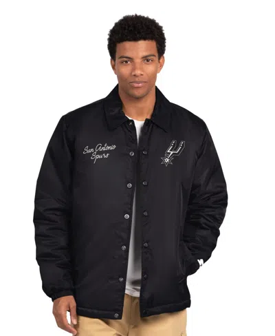 Starter Men's San Antonio Spurs Full-snap Embroidered-logo Coaches Jacket In Black