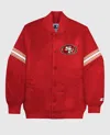 Starter Men's San Francisco 49ers Satin Full-snap Jacket In Red In Red