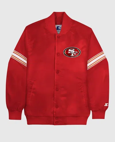 Starter Men's San Francisco 49ers Satin Full-snap Jacket In Red
