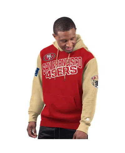 Starter Men's Scarlet San Francisco 49ers Extreme Pullover Hoodie In Scarlet,vegas Gold